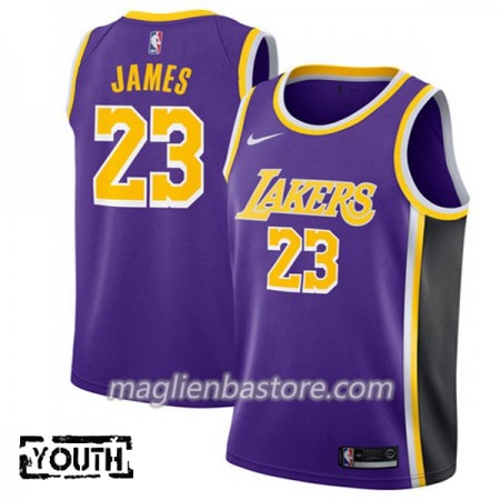 Maglia NBA Los Angeles Lakers Lebron James 23 2018-19 Nike Viola Swingman - Bambino